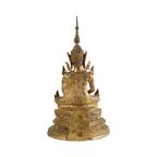 Grote Antieke Bronzen Boeddha 24 Karaat Goud 19De Eeuw Thailand thumbnail 7