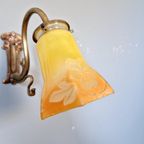 Art Nouveau Bronzen Wandlamp, Jaren 1900 thumbnail 3