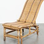 Geweldige Brocante Inklapbare Vintage Franse Rotan Lounge Fauteuil/ Deckchair thumbnail 15