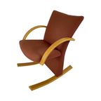 Peter Opsvik - Stokke - Tripos - Ergonomically Shaped Rocking Chair - Red Upholstery And Wooden F thumbnail 4