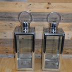 Windlichten Van Rvs Met Glas Set Van 2 thumbnail 2
