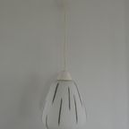 Vintage Fifties Hanglamp Melkglas Bakeliet Grijze Strepen thumbnail 5