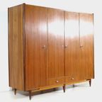 Vintage Mid Century 4-deurs Teak Kledingkast, 1960s thumbnail 3