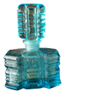 Vintage Parfumfles Art Deco Stijl Tsjechisch Blauw Glas thumbnail 5