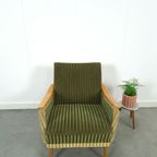 Groen Fluweel Stoffen Fauteuil Met Houten Leuningen thumbnail 5