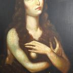 Laat 17De Eeuws "Maria Magdalena" Spaanse School. thumbnail 6