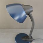 Vintage Happylight Bureaulamp Blauw Metaal Met Zwart thumbnail 3