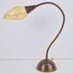 Vintage Art Deco Bureaulamp Koper Glas ‘50 Flex Neck Lamp thumbnail 7