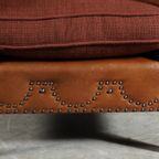 Vintage Lederen Fauteuil – Metalen Nagels – Stoffen Kussens thumbnail 13