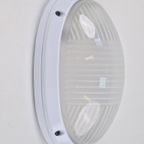 Vintage Simes Buitenlamp Wandlamp Metaal Glas ’80 Italy Wit thumbnail 2