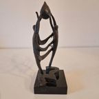 Vintage Bronzen Beeldje Op Marmer Voetje thumbnail 4