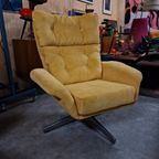 60's Nieuw Bekleed Vintage Draaifauteuil Draaistoel Geel thumbnail 6
