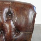 Klassieke En Comfortabele Generfde Cognac Kleurige Rundleren Chesterfield Fauteuil/ Armchair thumbnail 10