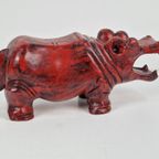 Vintage Rode Houten Hippo Nijlpaard ’70 Sculptuur Exotisch thumbnail 3