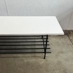 Vintage Salontafel, Wit Houten Blad Op Zwart Stalen Frame. 1970’s thumbnail 6