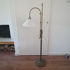 Vintage - Vloerlamp - Staande Lamp - Koper - Opaline Kap thumbnail 6