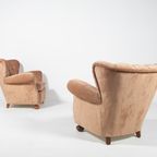 Swedish Modern Lounge Armchairs In Velvet Upholstery, 1950’S thumbnail 6