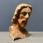 Uit Hout Gesneden Hoofd Of Buste Van Een Man Met Baard thumbnail 6