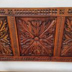 Antieke, Vintage Walnoot Houten Kerkbank, Halbank, Bank thumbnail 12