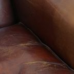 Vintage Karaktervolle Fauteuil Gemaakt Van Schapenleer Met Een Prachtige Warme Kleurstelling thumbnail 14