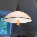 Jaren 80 Bony Design Lamp,Mushroom Hanglamp, Eiken, Plexiglas En Messing thumbnail 4