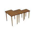 Set Van 3 Nesttafels Formica Walnoot Beuk Conisch Vintage Design Jaren 50 thumbnail 9