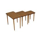 Set Van 3 Nesttafels Formica Walnoot Beuk Conisch Vintage Design Jaren 50 thumbnail 6