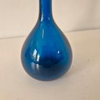 Vintage Petrol Blauwe Glazen Vaas Fles Vaasje Jaren 60 thumbnail 2