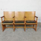 Vintage Houten Theaterbank thumbnail 6