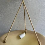 Art Deco Franse Hanglamp Gesigneerd Oranje, Beige Hanglamp thumbnail 10