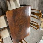 Antiek Bruin Verlengbare Uitschuifbate Eettafel Set Met 6 Stoelen thumbnail 48