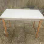 Mid-Century Wit, Zilverkleurig, Bruin Eettafel thumbnail 6