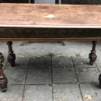 Klassiek Bruin Eettafel Set Met Twee Stoelen Antiek thumbnail 2