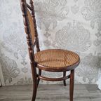 Antieke Fischel Bistrostoelen Hout Webbing thumbnail 3