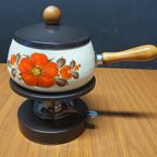 1995 Vintage Fonduestel Met Vrolijke Bloemen thumbnail 6