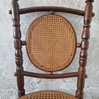 Antieke Fischel Bistrostoelen Hout Webbing thumbnail 6