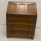 Vintage Bruin Secretaire Met Velvet Groen Binnenkant thumbnail 5