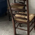 Klassiek Bruin Set 4 Ladder Back Riet Hout Stoelen thumbnail 8