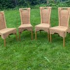 Bohemian Beige Stoel Set Van 4 Rieten Stoelen thumbnail 10