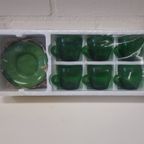 2046 Vintage Groene Glazen Kop En Schotels thumbnail 8