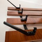 Mid-Century Coat Rack, Gave Houten Kapstok Teakhout En Zwart Metaal. Tof Vintage Design. thumbnail 3