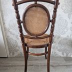 Antieke Fischel Bistrostoelen Hout Webbing thumbnail 2