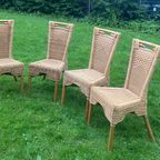 Bohemian Beige Stoel Set Van 4 Rieten Stoelen thumbnail 13