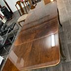 Antiek Bruin Verlengbare Uitschuifbate Eettafel Set Met 6 Stoelen thumbnail 29