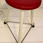 Vintage Brabantia Kruk, Wit, Rood, Industrieel thumbnail 4