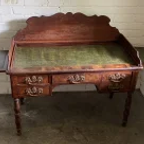 Klassiek Bruin, Groen Bureau Antiek Bureau Met Leer thumbnail 14