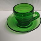 2046 Vintage Groene Glazen Kop En Schotels thumbnail 3