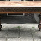 Klassiek Bruin Eettafel Set Met Twee Stoelen Antiek thumbnail 5