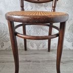 Antieke Fischel Bistrostoelen Hout Webbing thumbnail 5