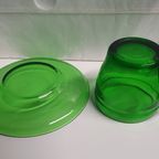 2046 Vintage Groene Glazen Kop En Schotels thumbnail 4
